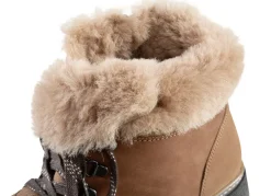 Waldläufer Schnür-Stiefelette mit kuscheligem Kragen aus Lammfell