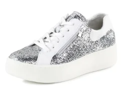 Waldläufer Sneaker mit Streuglitzer und Leo-Druck