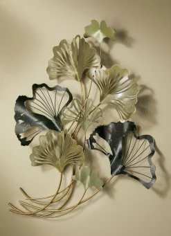 Wanddekoration Ginkgoblätter aus Metall