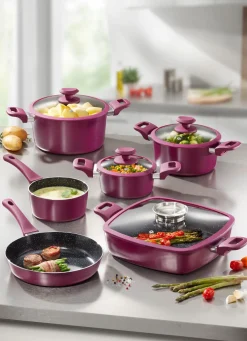 XXL-Topfset mit Antihaft-Keramikbeschichtung und Silikon-Glasdeckeln