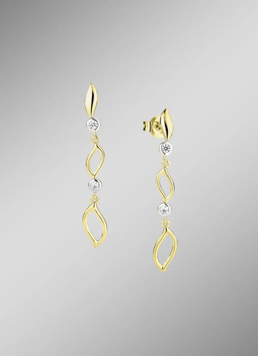 Zarte Eleganz in Bicolor: Ohrstecker mit synth. Zirkonia