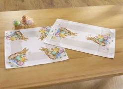 Zauberhafte Tischdecke mit niedlichen Ostermotiven