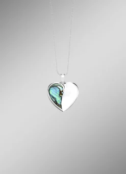 Zauberhafter Herzanhänger aus Silber mit echtem Abalone-Perlmutt