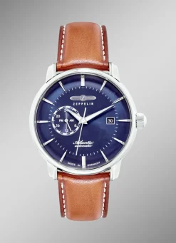 Zeppelin-Automatik-Herrenuhr mit Edelstahlgehäuse und Lederband