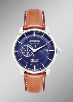 Zeppelin-Automatik-Herrenuhr mit Edelstahlgehäuse und Lederband