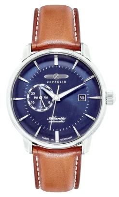 Zeppelin-Automatik-Herrenuhr mit Edelstahlgehäuse und Lederband