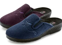 Zweierpack, klassische Damen-Hausschuhe, Weite H, mit Gummizug