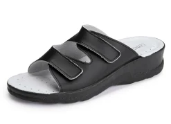 Zweierpack klassische Damen-Pantoletten, Weite H, mit Klettverschluss