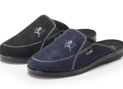 Zweierpack, klassische Herren-Hausschuhe, Weite H, mit Gummizug