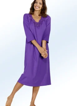 Zweierpack Nachthemden mit floraler Spitze und Raffungen