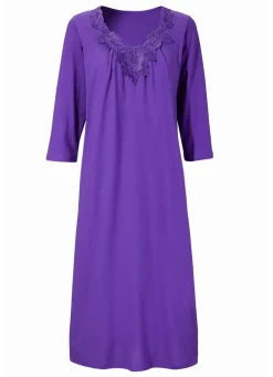 Zweierpack Nachthemden mit floraler Spitze und Raffungen