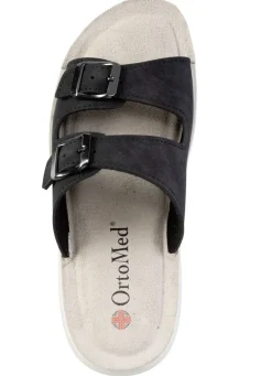 Zweierpack Pantoletten aus Nubuk- und Nappasynthetik