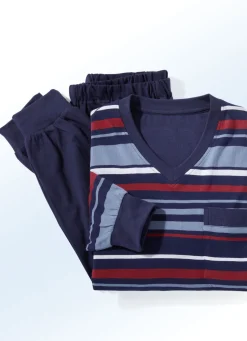 Zweierpack Schlafanzüge mit V-Ausschnitt und Bündchenabschlüssen