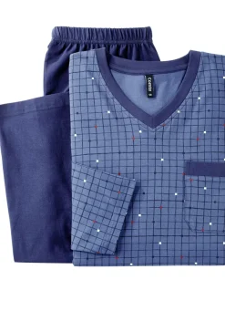 Zweierpack Schlafanzüge mit V-Ausschnitt und offenen Abschlüssen