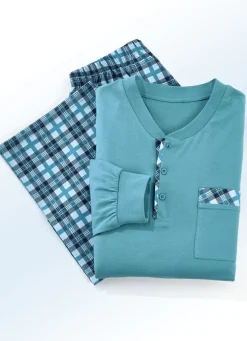 Zweierpack Schlafanzüge mit Knopfleiste, Brusttasche und Bündchenärmeln