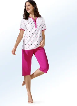 Zweierpack Schlafanzüge mit Pünktchen, lang- und kurzarm