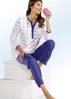 Zweierpack Schlafanzüge mit Pünktchen, lang- und kurzarm