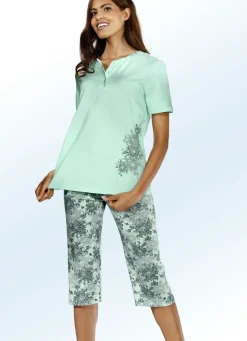 Zweierpack Schlafanzüge mit platziertem Druck und wadenlanger Hose