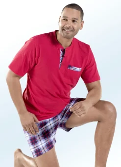 Zweierpack Shortys mit Knopfleiste, Brusttasche und schönem Karodessin